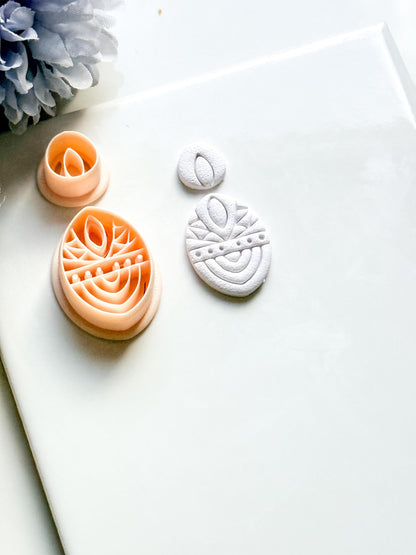 Savanna Oval Clay Cutter Set: Geometric Tribal Polymer Clay Tools