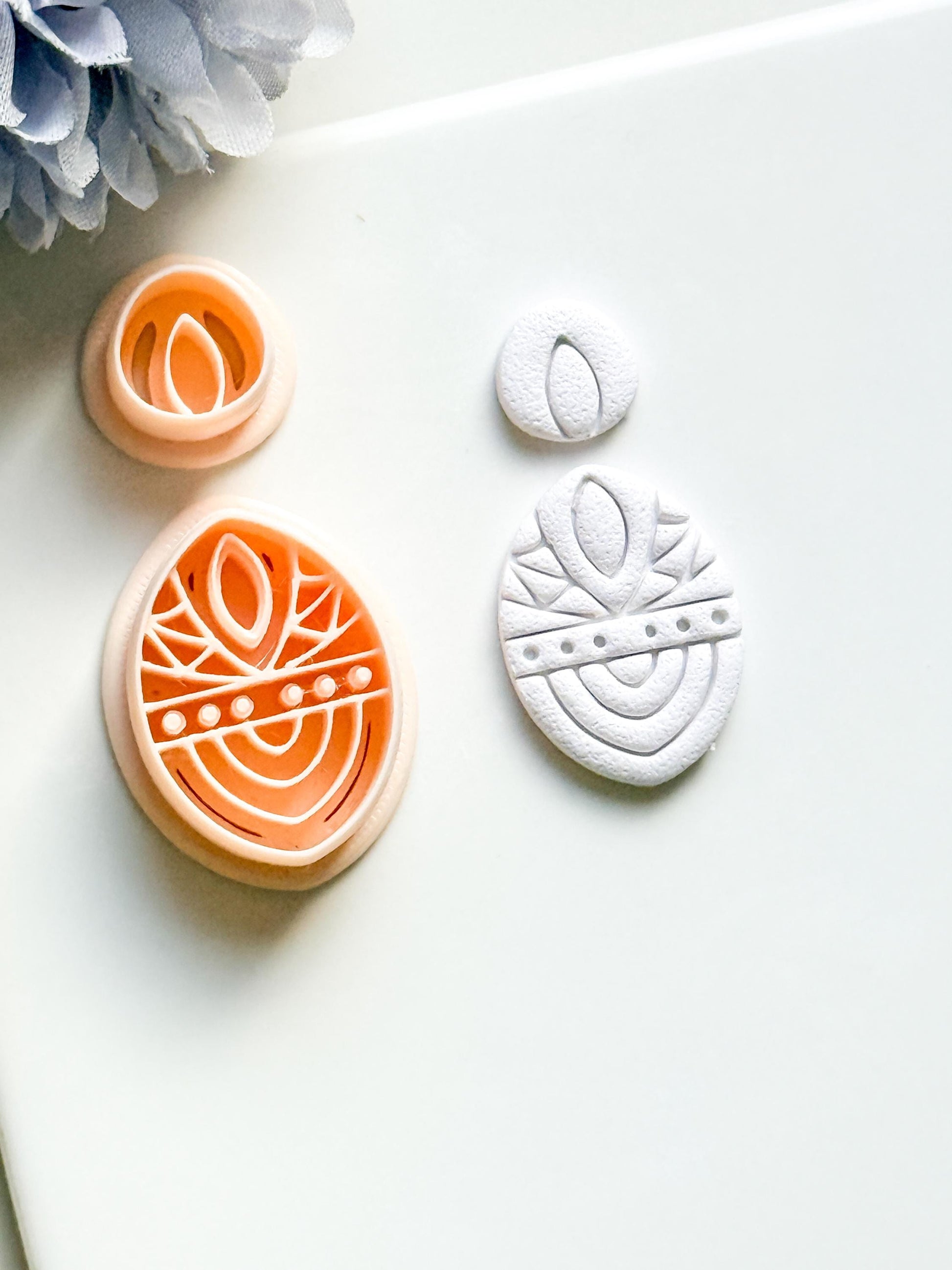 Savanna Oval Clay Cutter Set: Geometric Tribal Polymer Clay Tools