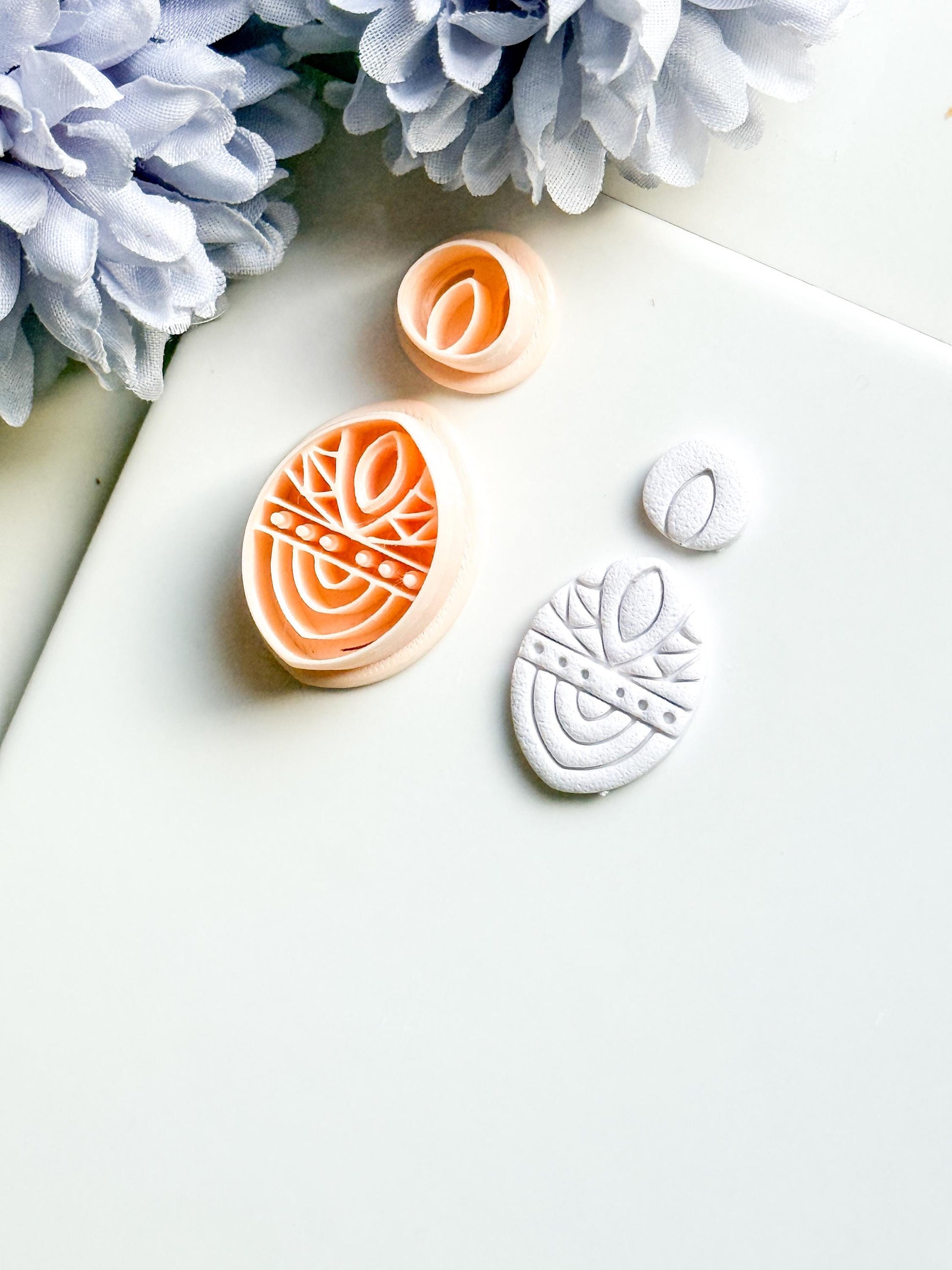 Savanna Oval Clay Cutter Set: Geometric Tribal Polymer Clay Tools