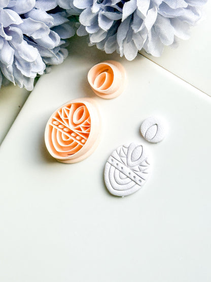 Savanna Oval Clay Cutter Set: Geometric Tribal Polymer Clay Tools