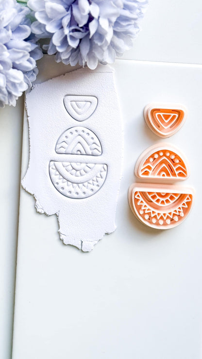 Savanna Half Moon Clay Cutter Set: Tribal Crescent Polymer Clay Tools