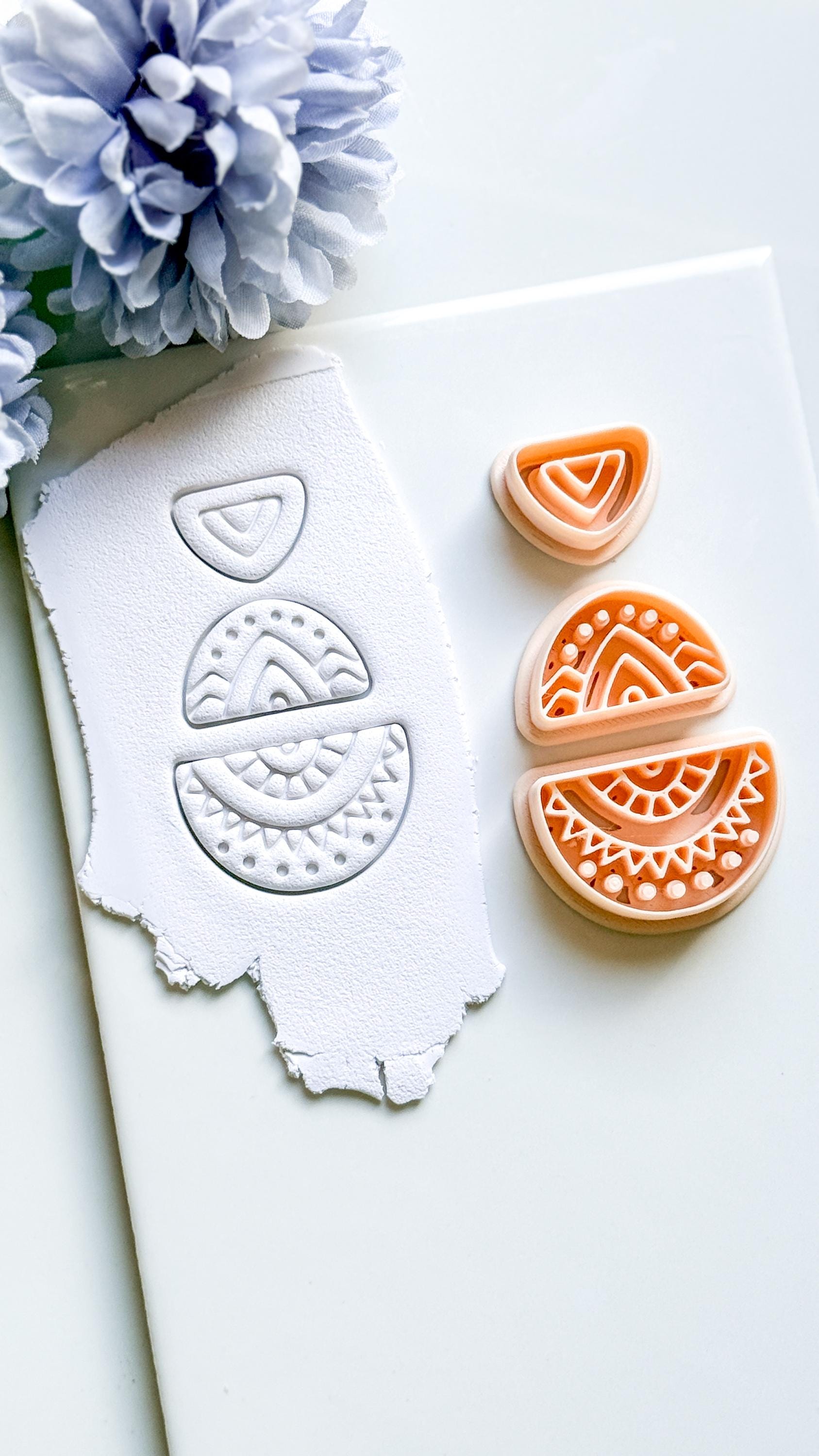 Savanna Half Moon Clay Cutter Set: Tribal Crescent Polymer Clay Tools