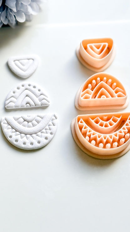 Savanna Half Moon Clay Cutter Set: Tribal Crescent Polymer Clay Tools