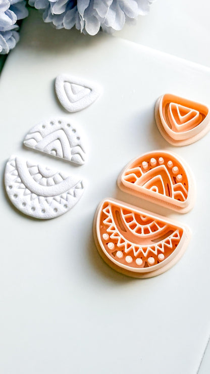Savanna Half Moon Clay Cutter Set: Tribal Crescent Polymer Clay Tools