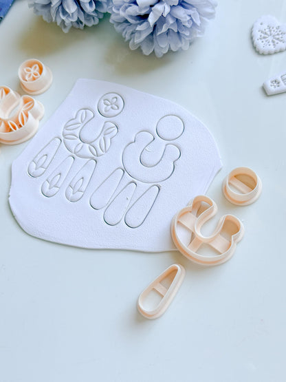Bare & Bloom Clay Cutter Set: Floral and Plain U Shapes