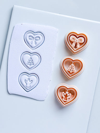 Jingle Hearts Clay Cutters: Christmas Bow, Tree & Angel Designs