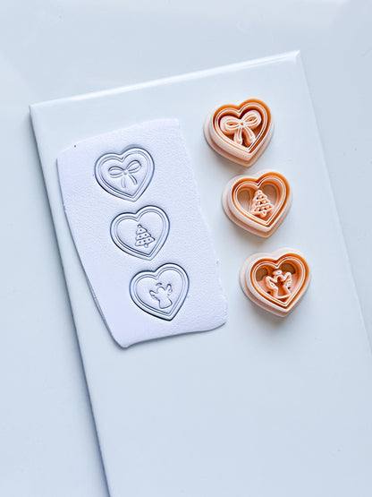 Jingle Hearts Clay Cutters: Christmas Bow, Tree & Angel Designs