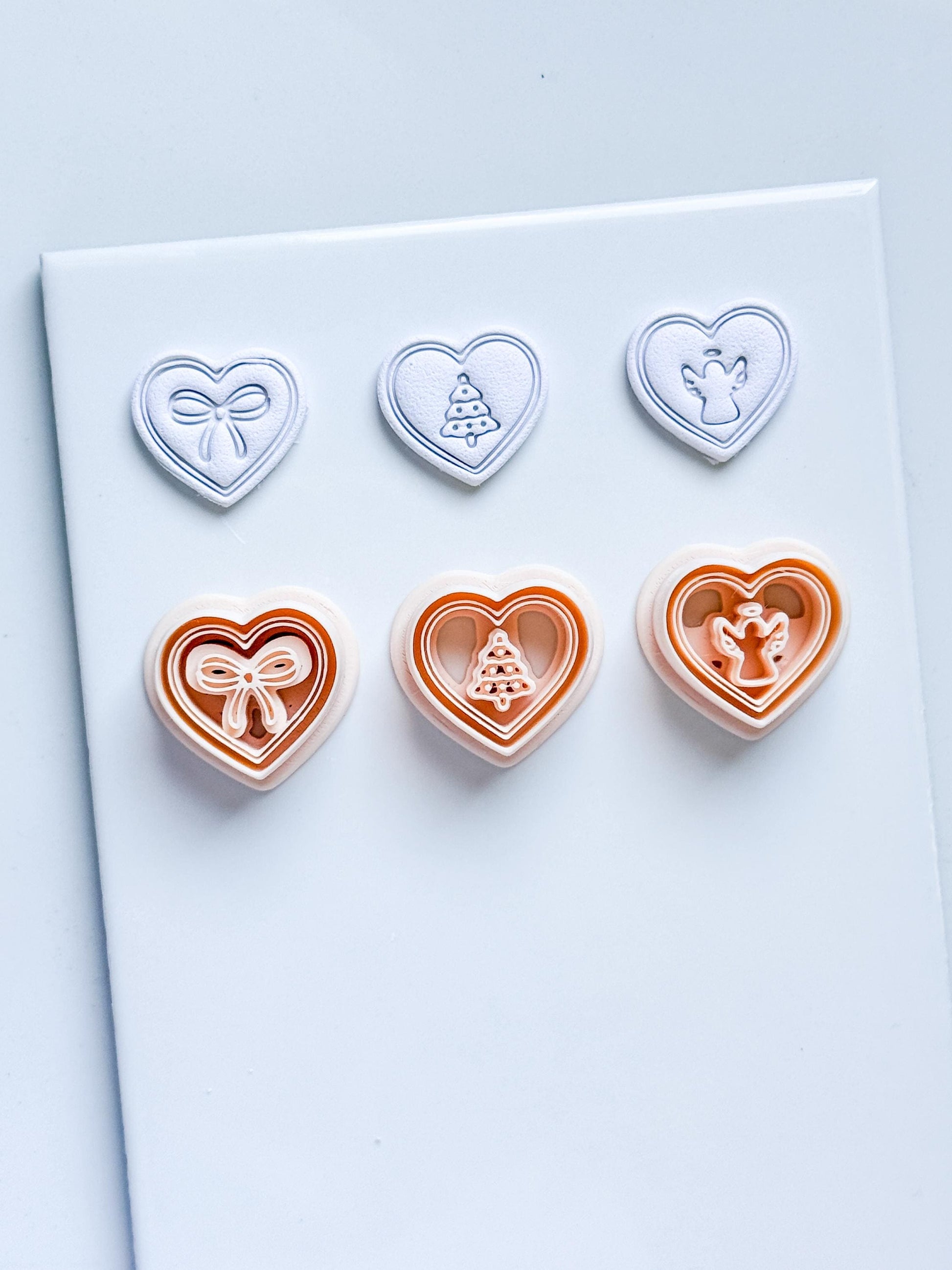 Jingle Hearts Clay Cutters: Christmas Bow, Tree & Angel Designs