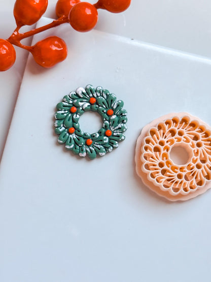 Christmas Wreath Clay Cutter: Holiday Earring Cutter for Polymer Clay
