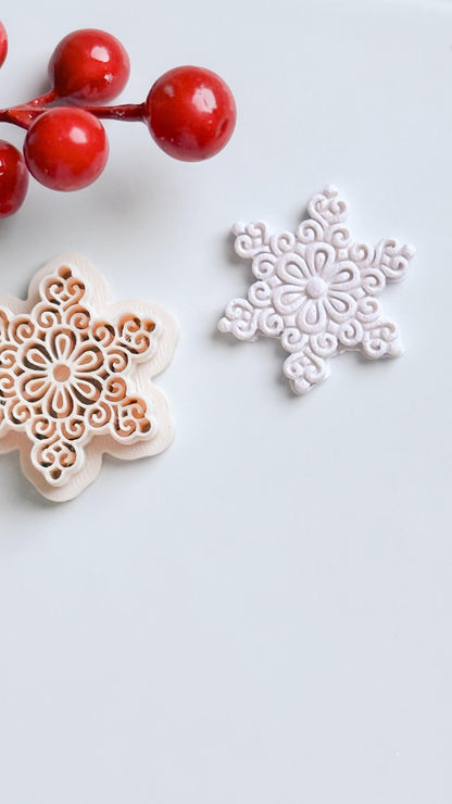 Ornate Snowflake Clay Cutter: Winter Earring, Polymer Clay
