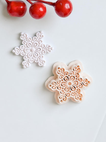 Ornate Snowflake Clay Cutter: Winter Earring, Polymer Clay