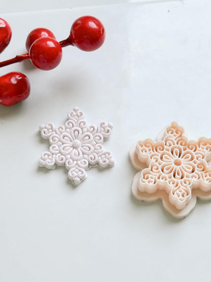 Ornate Snowflake Clay Cutter: Winter Earring, Polymer Clay