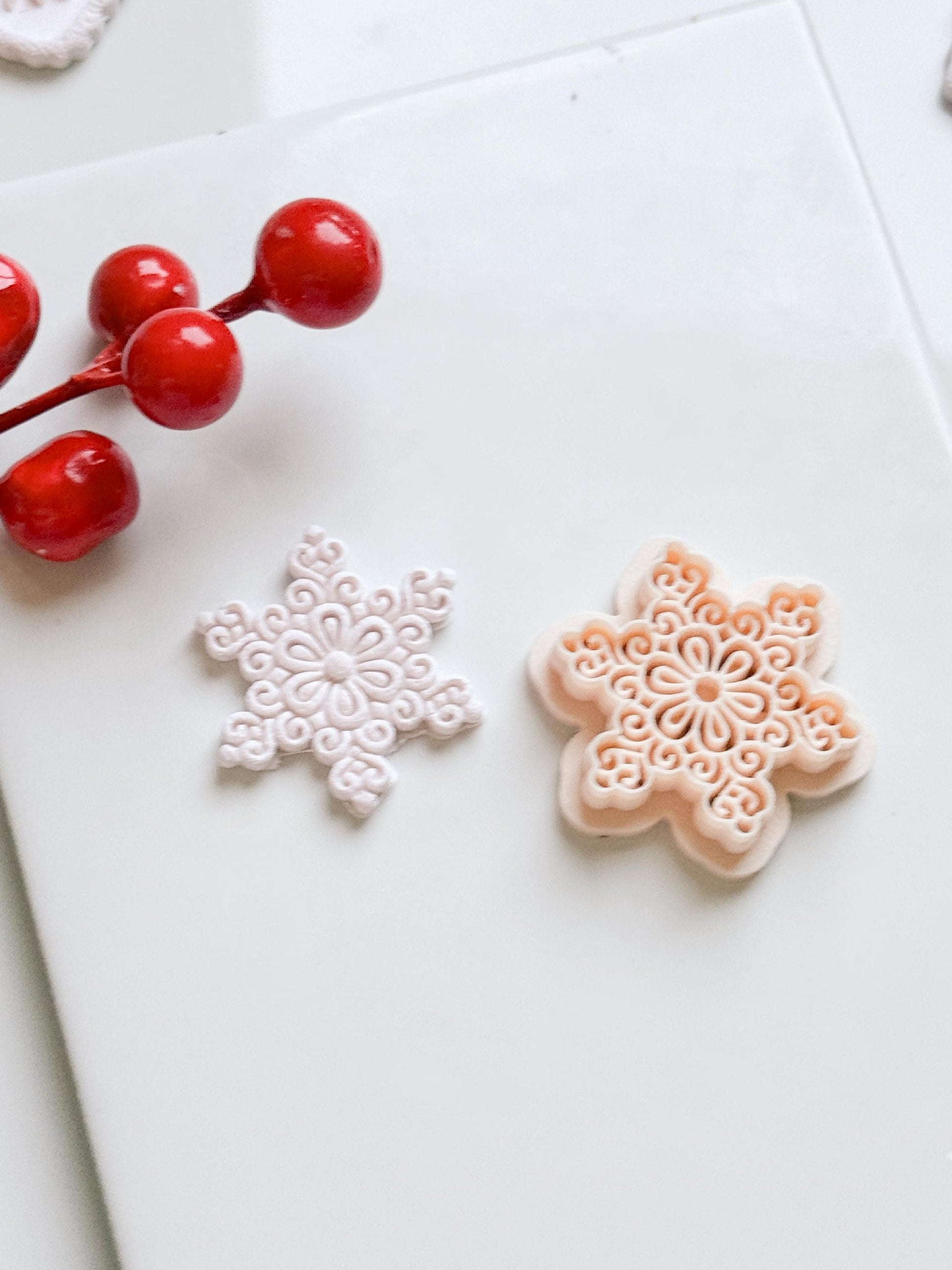 Ornate Snowflake Clay Cutter: Winter Earring, Polymer Clay