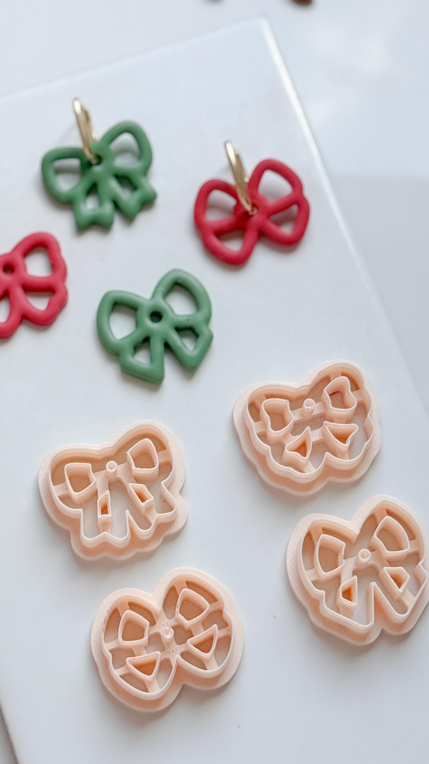 Bow Hoop Charm Clay Cutters: Ribbon Earring Cutters