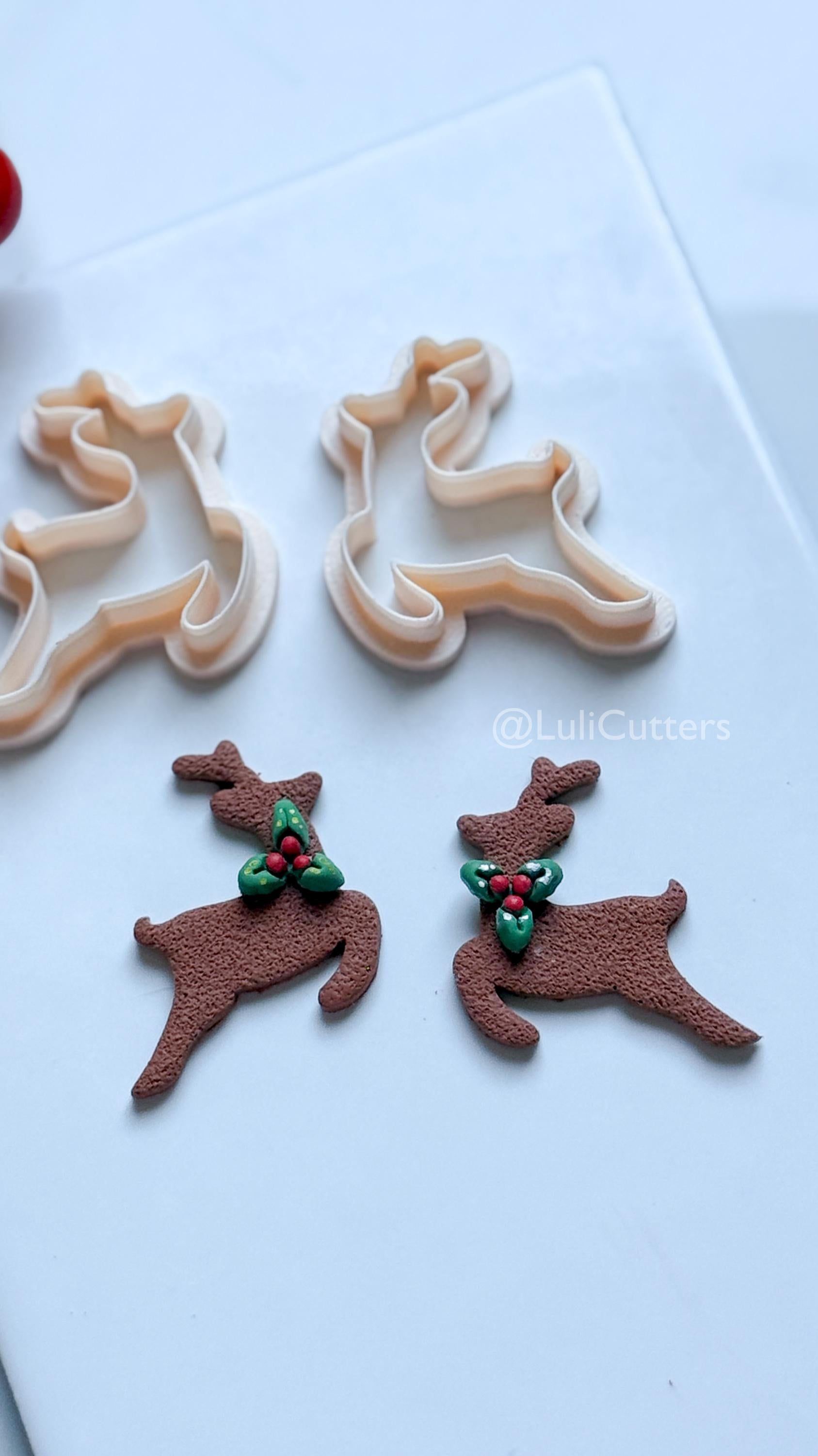 Leaping Reindeer Clay Cutter – Christmas Deer Silhouette Polymer Clay Earring & Charm Tool