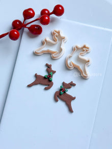 Leaping Reindeer Clay Cutter – Christmas Deer Silhouette Polymer Clay Earring & Charm Tool