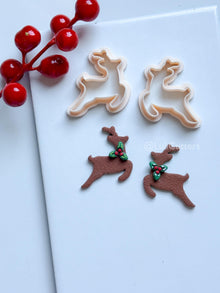 Leaping Reindeer Clay Cutter – Christmas Deer Silhouette Polymer Clay Earring & Charm Tool