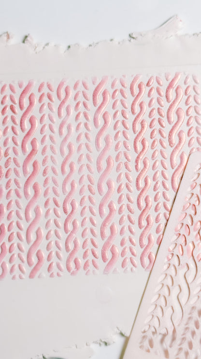 Cable Knit Texture Stencil for Polymer Clay: Braided Sweater Pattern