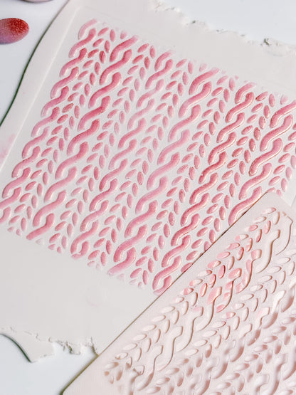 Cable Knit Texture Stencil for Polymer Clay: Braided Sweater Pattern
