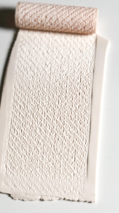 Diagonal Rib Stitch Texture Roller for Polymer Clay – Knit Pattern Emboss Rolling Pin