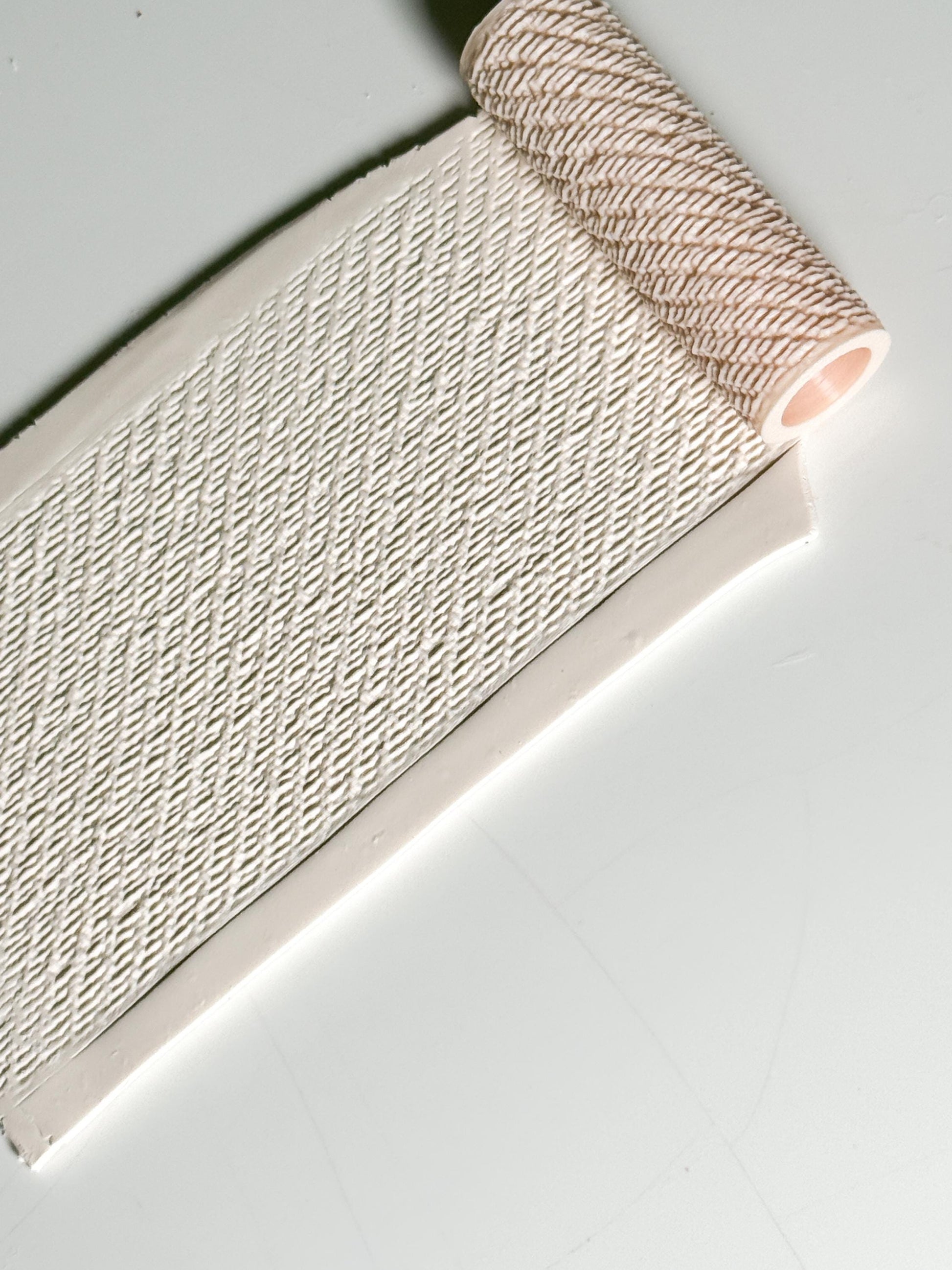 Diagonal Rib Stitch Texture Roller for Polymer Clay – Knit Pattern Emboss Rolling Pin