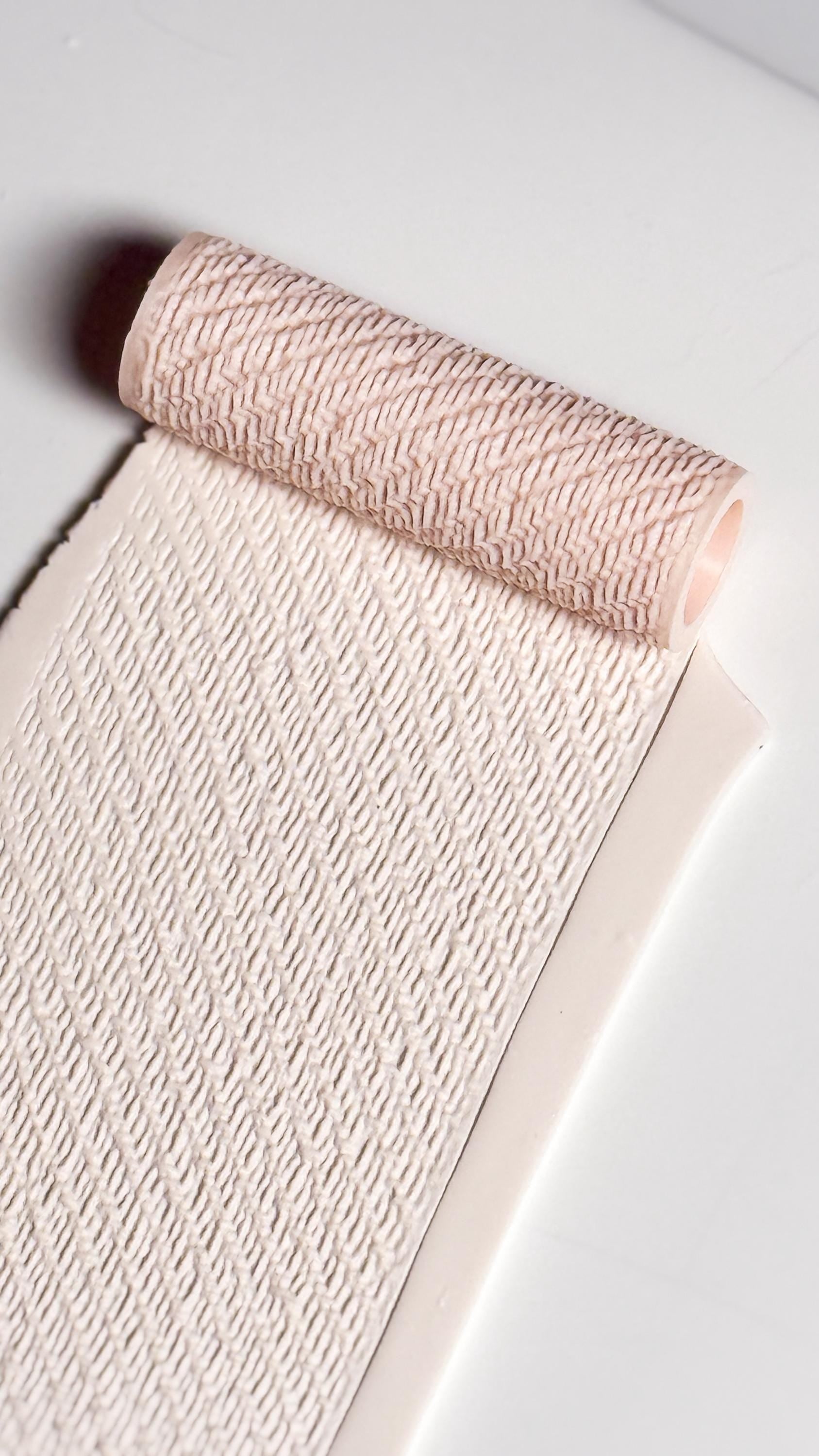 Diagonal Rib Stitch Texture Roller for Polymer Clay – Knit Pattern Emboss Rolling Pin