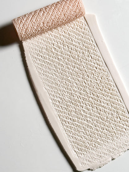 Diagonal Rib Stitch Texture Roller for Polymer Clay – Knit Pattern Emboss Rolling Pin