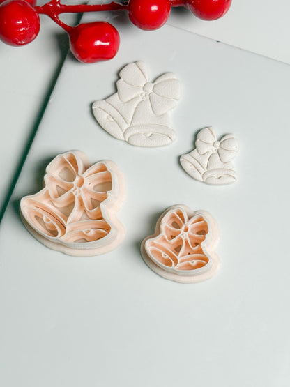 Christmas Bells with Bow Clay Cutter Set – Festive Polymer Clay Earring and Ornament Tool