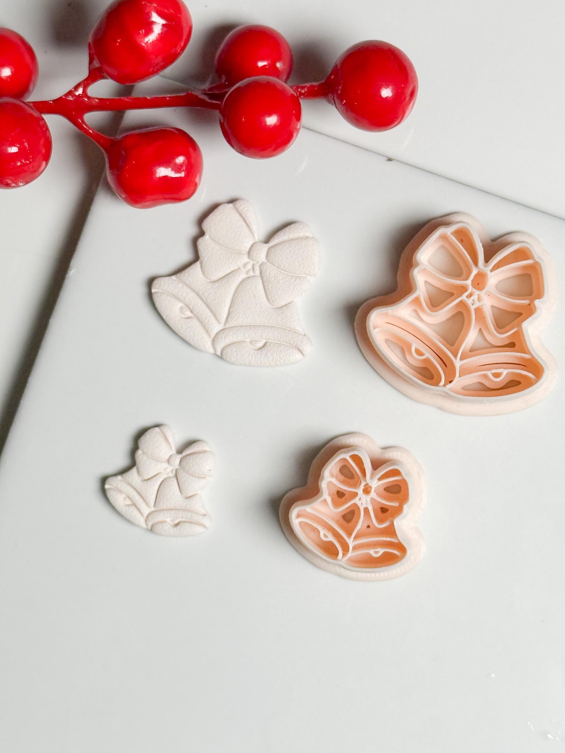 Christmas Bells with Bow Clay Cutter Set – Festive Polymer Clay Earring and Ornament Tool