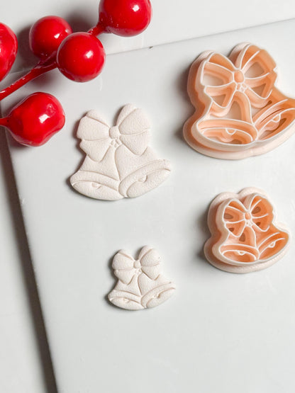 Christmas Bells with Bow Clay Cutter Set – Festive Polymer Clay Earring and Ornament Tool