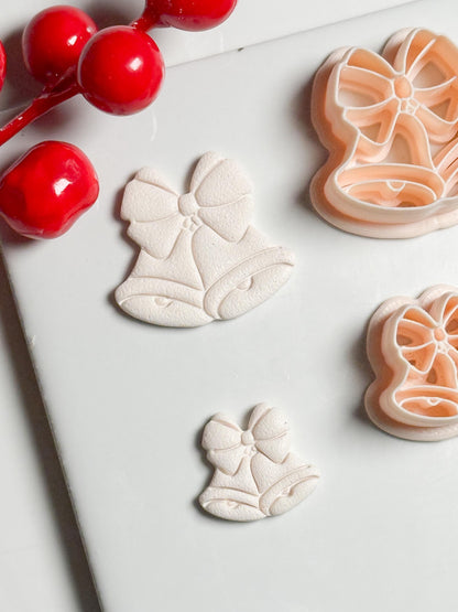 Christmas Bells with Bow Clay Cutter Set – Festive Polymer Clay Earring and Ornament Tool