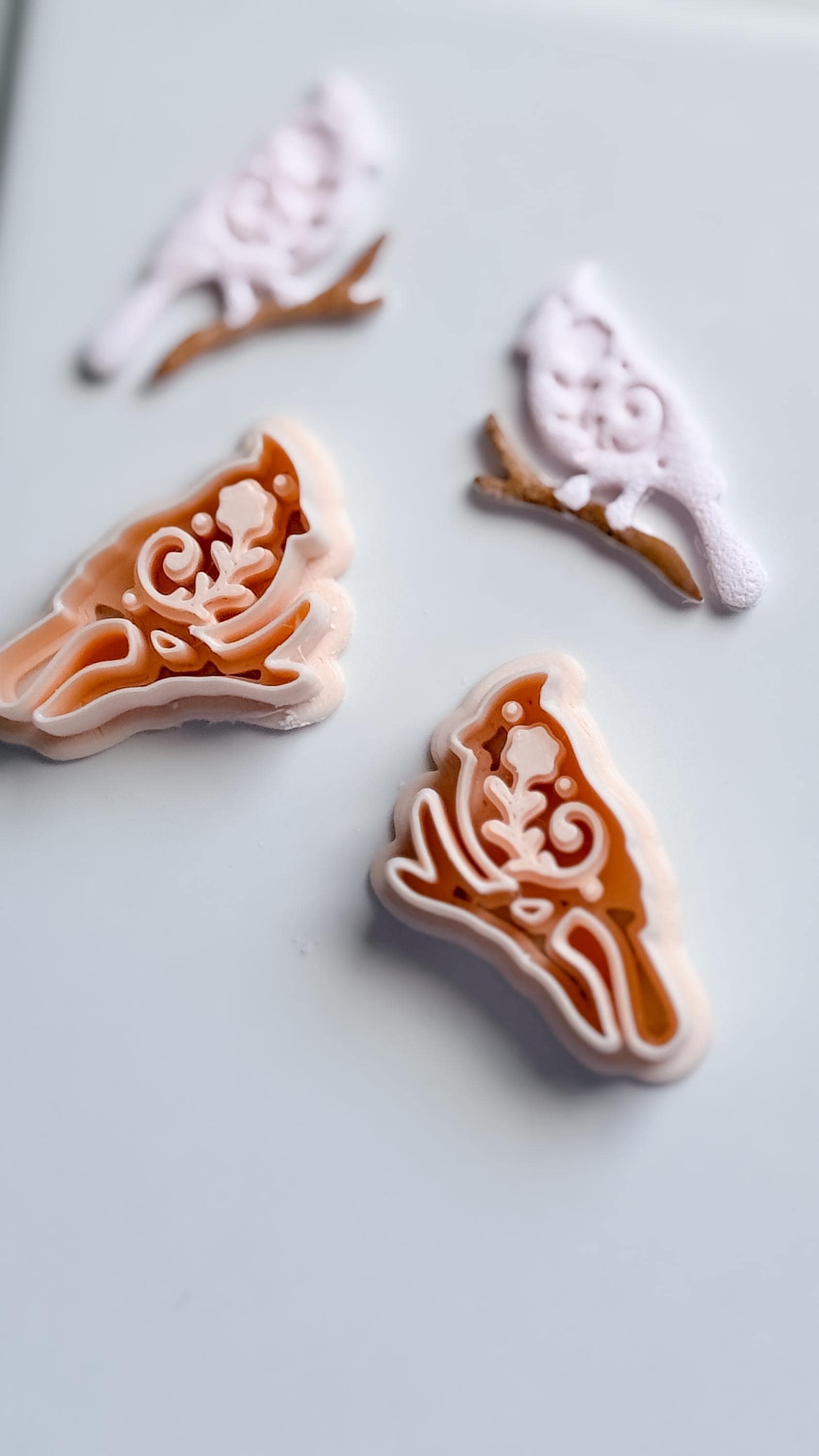 Bird on Branch Clay Cutter – Floral Cardinal Polymer Clay Earring and Craft Tool