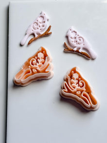 Bird on Branch Clay Cutter – Floral Cardinal Polymer Clay Earring and Craft Tool