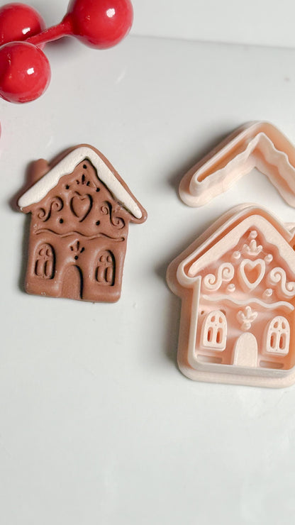 Gingerbread House Clay Cutter – Christmas Polymer Clay Earring and Ornament Tool