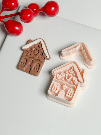Gingerbread House Clay Cutter – Christmas Polymer Clay Earring and Ornament Tool