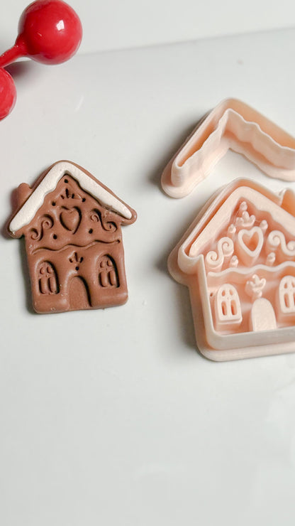 Gingerbread House Clay Cutter – Christmas Polymer Clay Earring and Ornament Tool