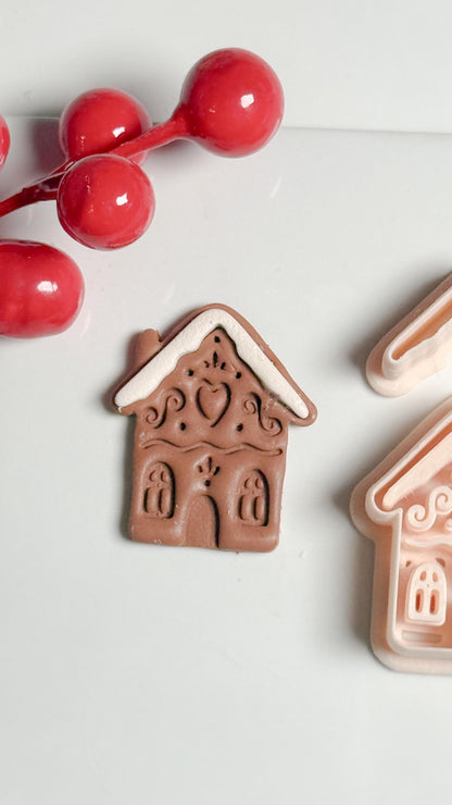 Gingerbread House Clay Cutter – Christmas Polymer Clay Earring and Ornament Tool