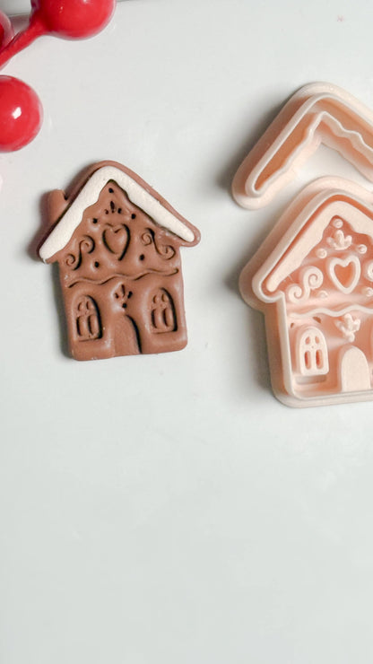 Gingerbread House Clay Cutter – Christmas Polymer Clay Earring and Ornament Tool