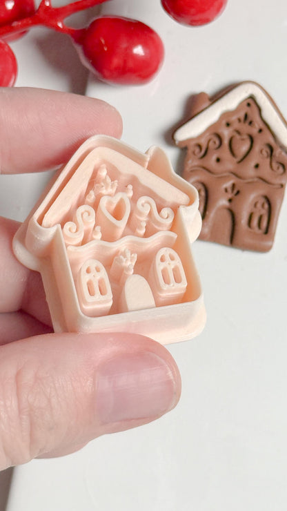 Gingerbread House Clay Cutter – Christmas Polymer Clay Earring and Ornament Tool