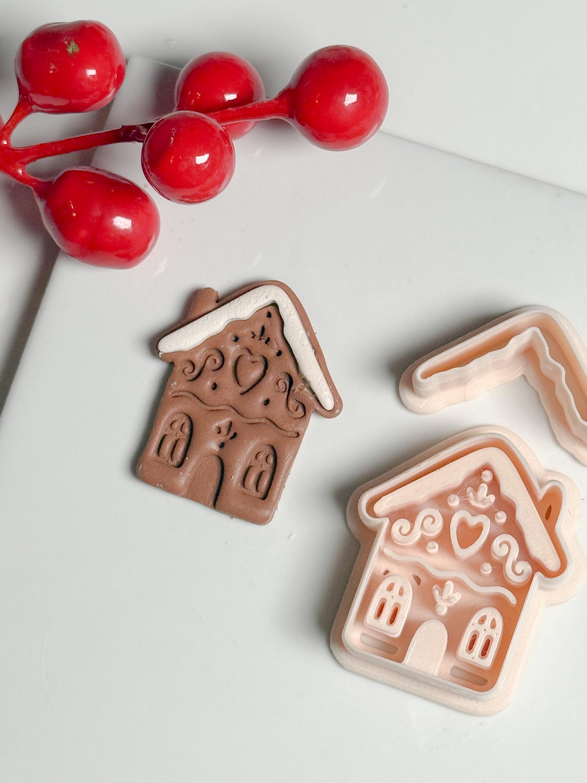 Gingerbread House Clay Cutter – Christmas Polymer Clay Earring and Ornament Tool