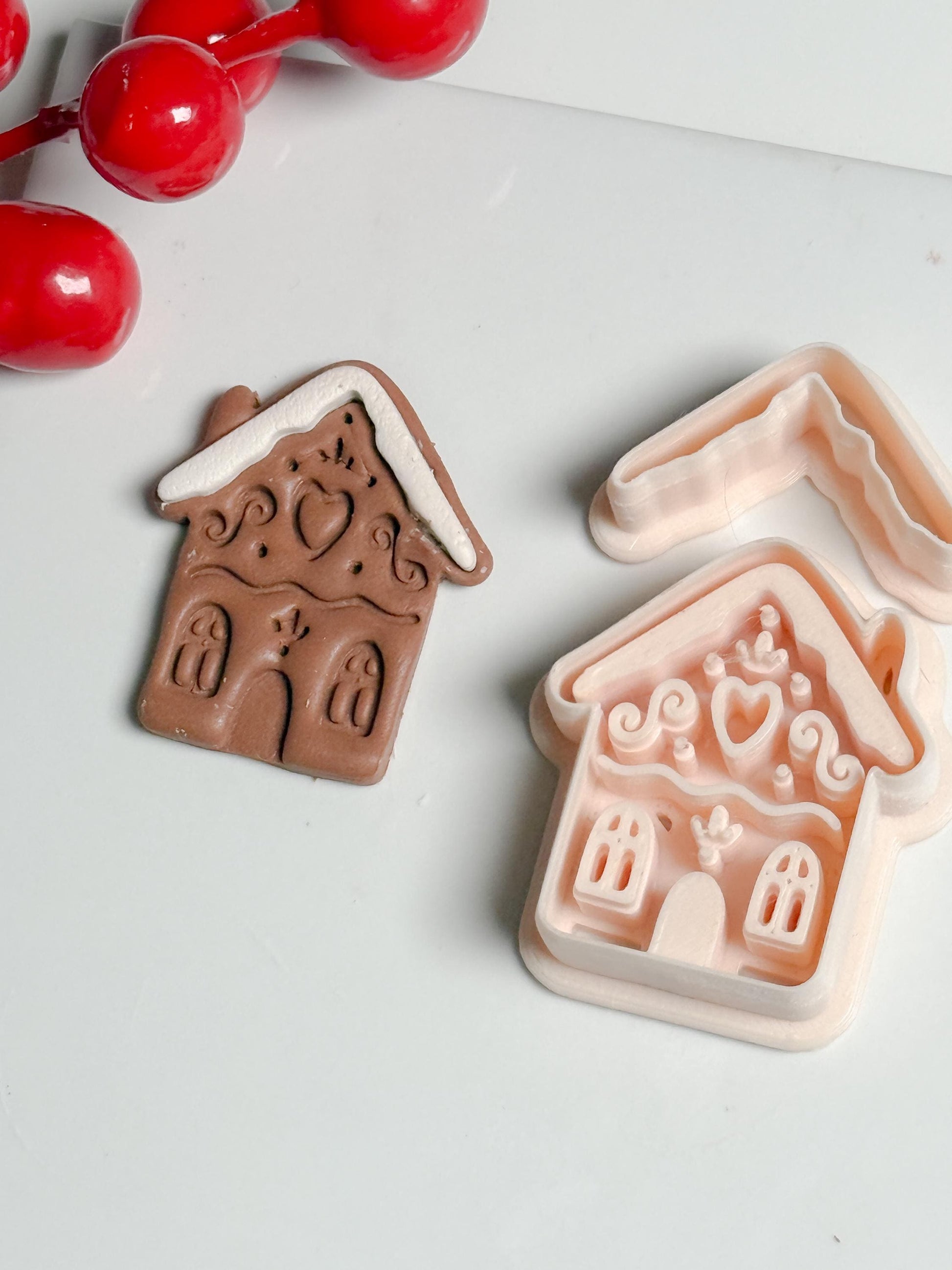 Gingerbread House Clay Cutter – Christmas Polymer Clay Earring and Ornament Tool