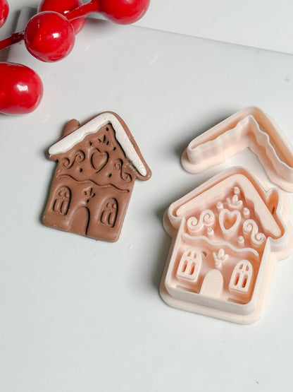 Gingerbread House Clay Cutter – Christmas Polymer Clay Earring and Ornament Tool
