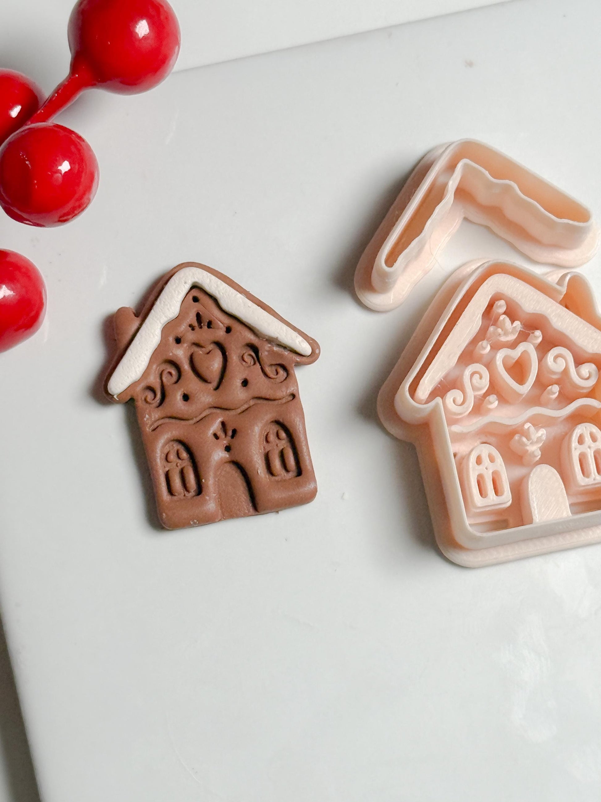 Gingerbread House Clay Cutter – Christmas Polymer Clay Earring and Ornament Tool
