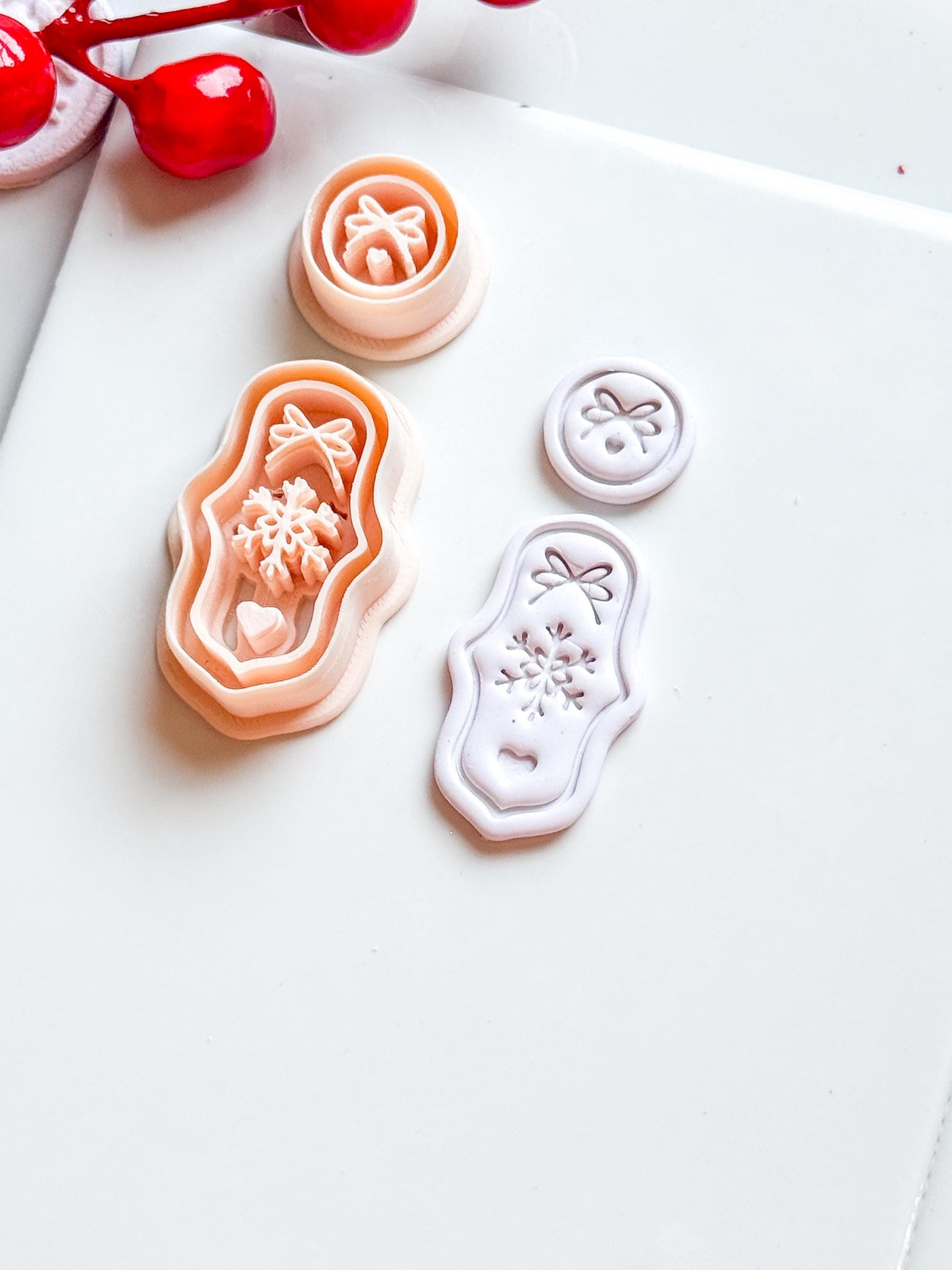 Snowflake Bow Clay Cutter Set – Christmas Dangle Earring Polymer Clay Tool
