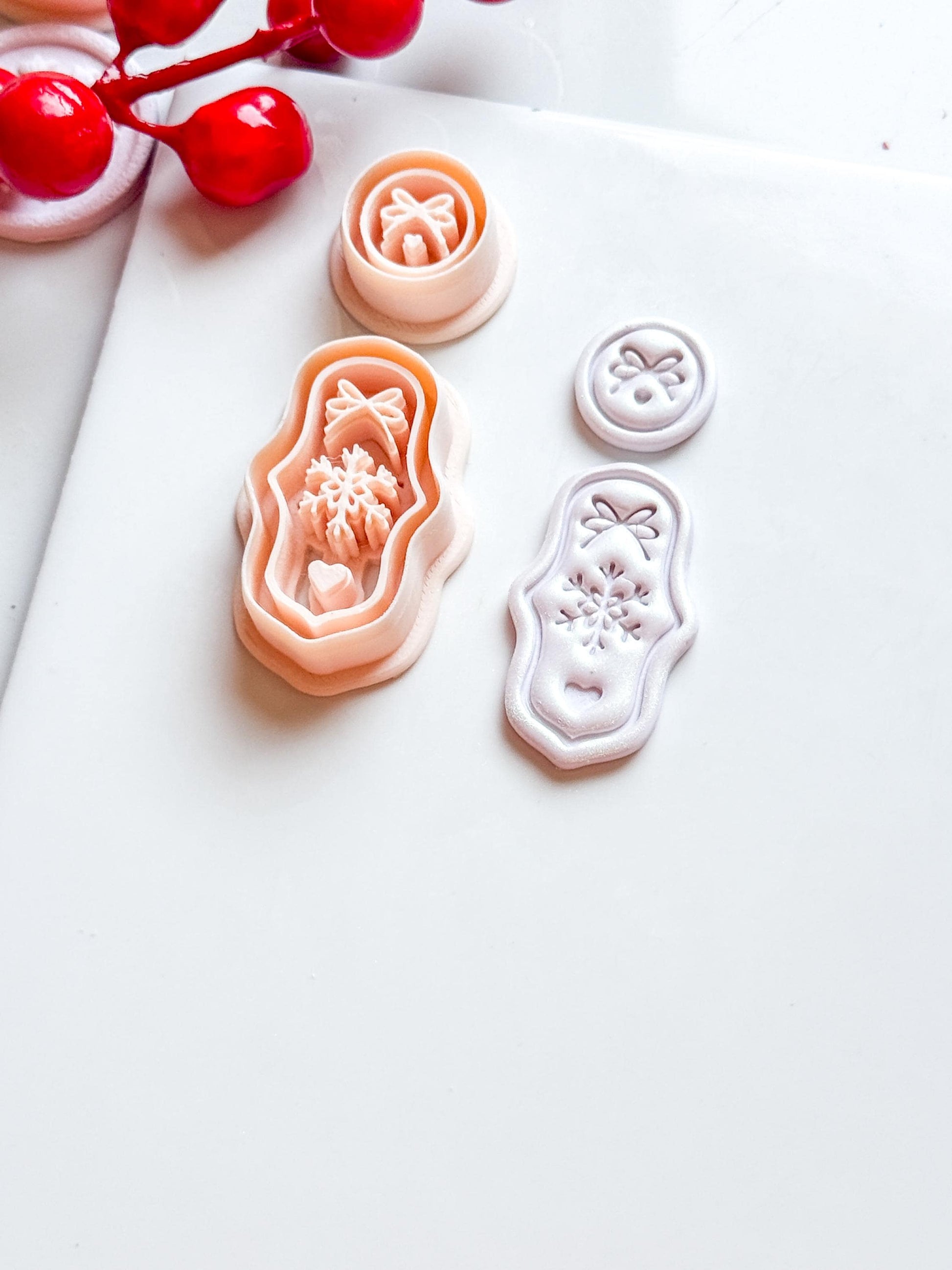 Snowflake Bow Clay Cutter Set – Christmas Dangle Earring Polymer Clay Tool