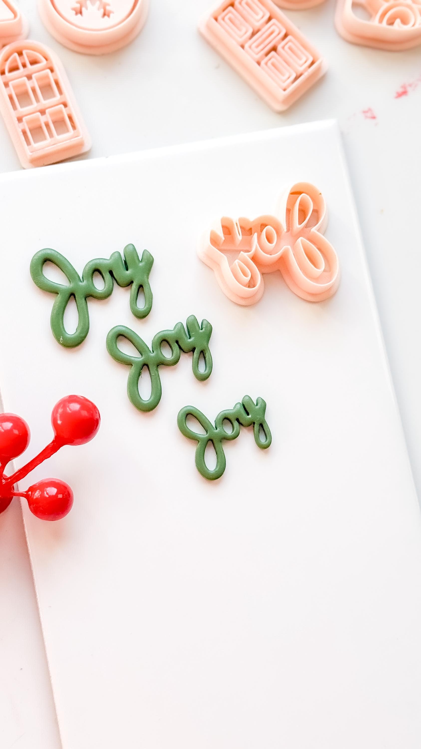 Joy Word Clay Cutter – Christmas Script Polymer Clay Lettering Tool
