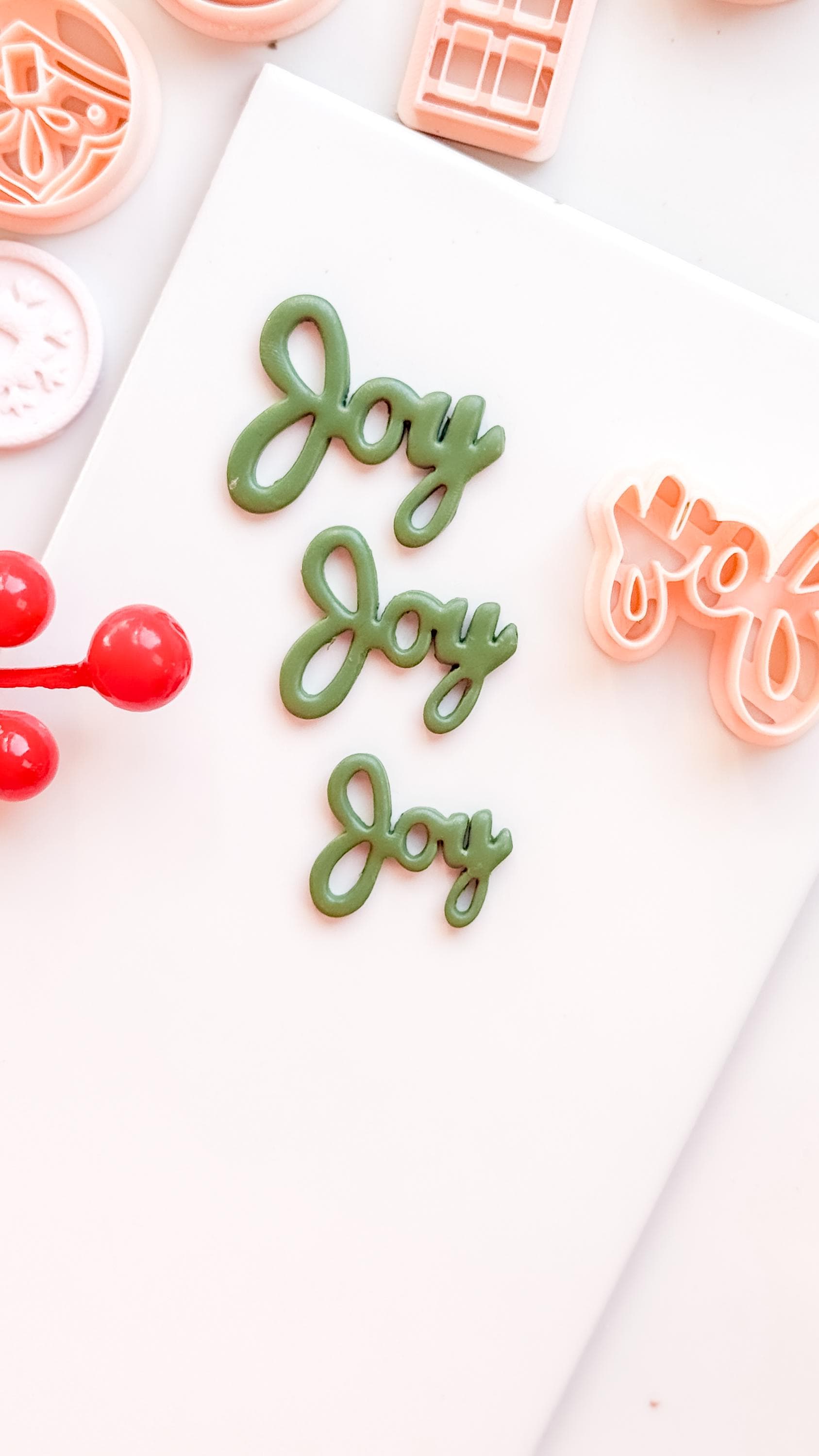 Joy Word Clay Cutter – Christmas Script Polymer Clay Lettering Tool