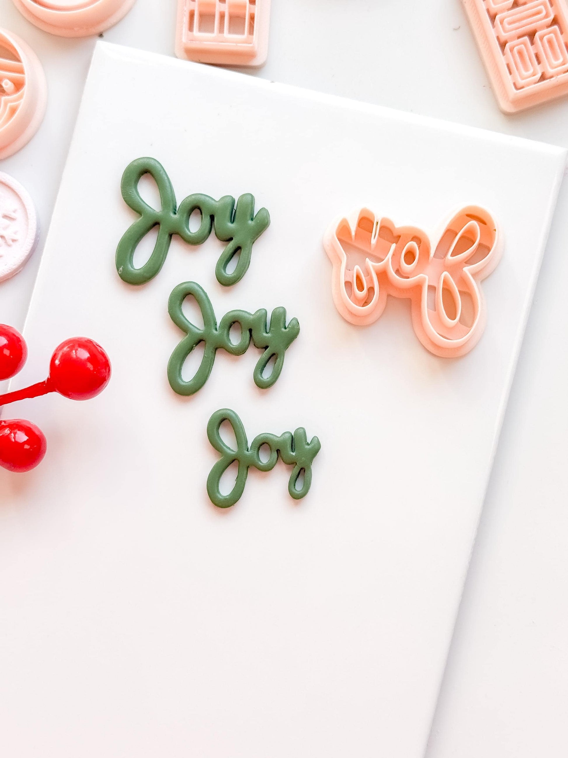 Joy Word Clay Cutter – Christmas Script Polymer Clay Lettering Tool