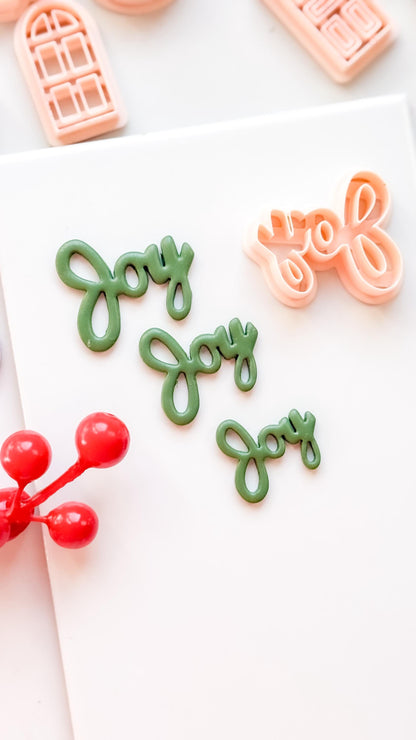 Joy Word Clay Cutter – Christmas Script Polymer Clay Lettering Tool