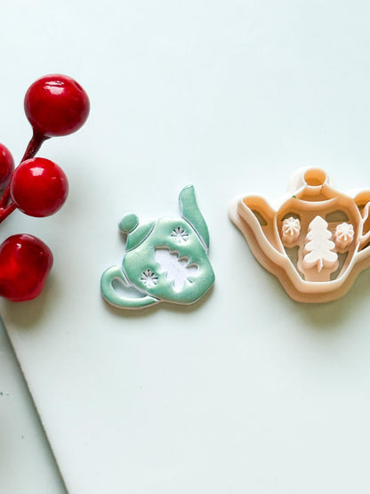 Christmas Teapot Clay Cutter – Holiday Polymer Clay Earring and Ornament Tool